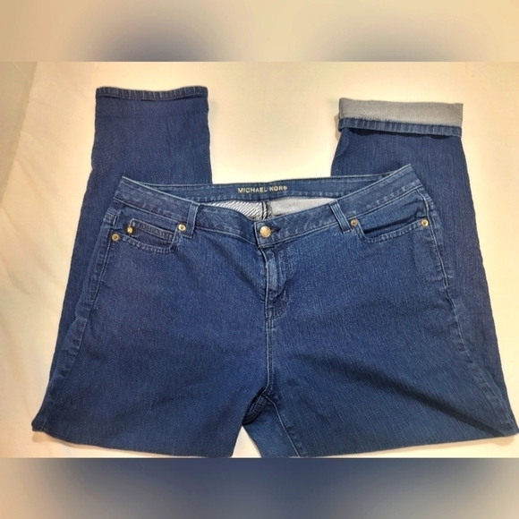 MICHAEL KORS Woman's Size 16 Midrise Straight Leg Cropped Denim Jean - Picture 1 of 13
